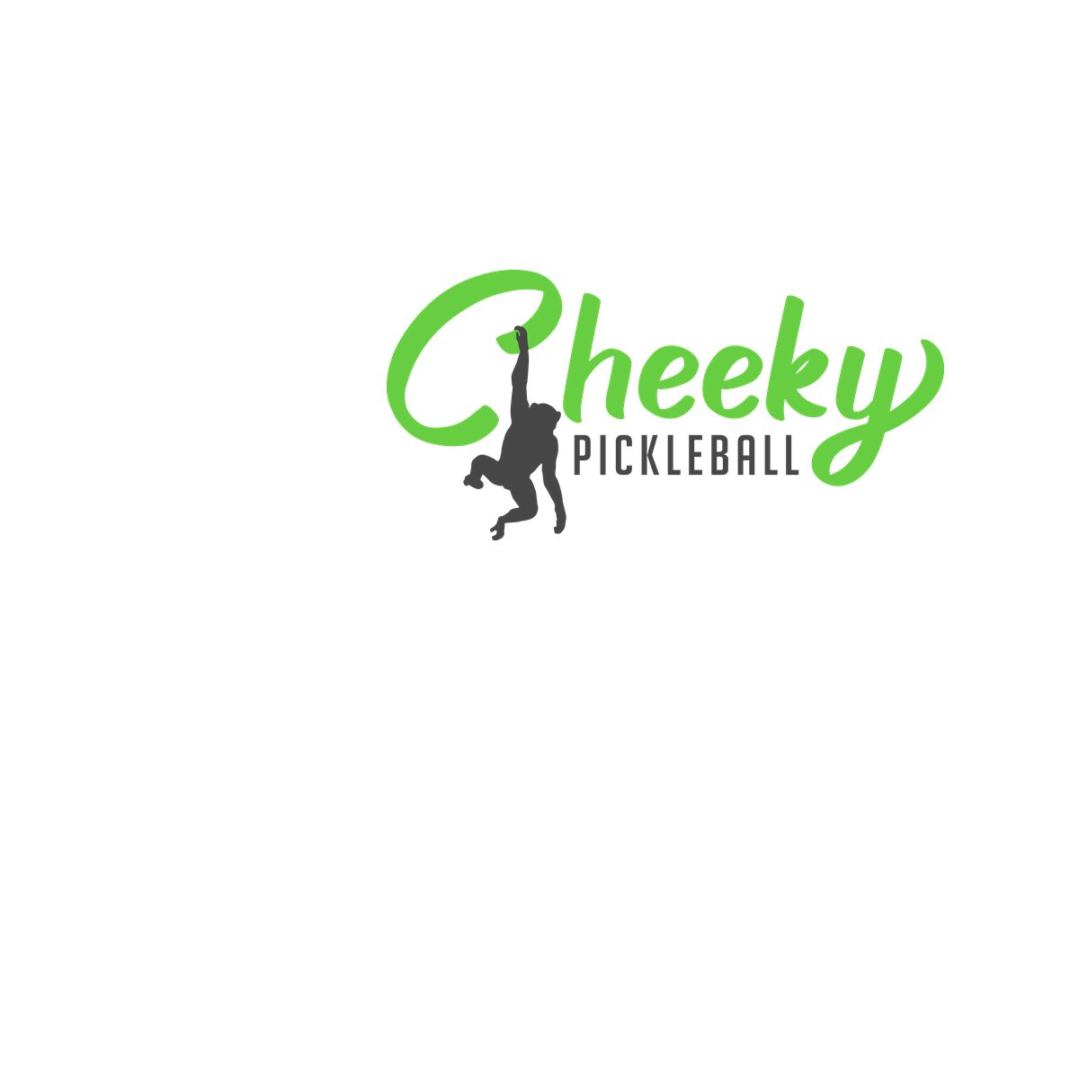 Design preview of the front of the White tee: small Cheeky Pickleball logo on the left chest